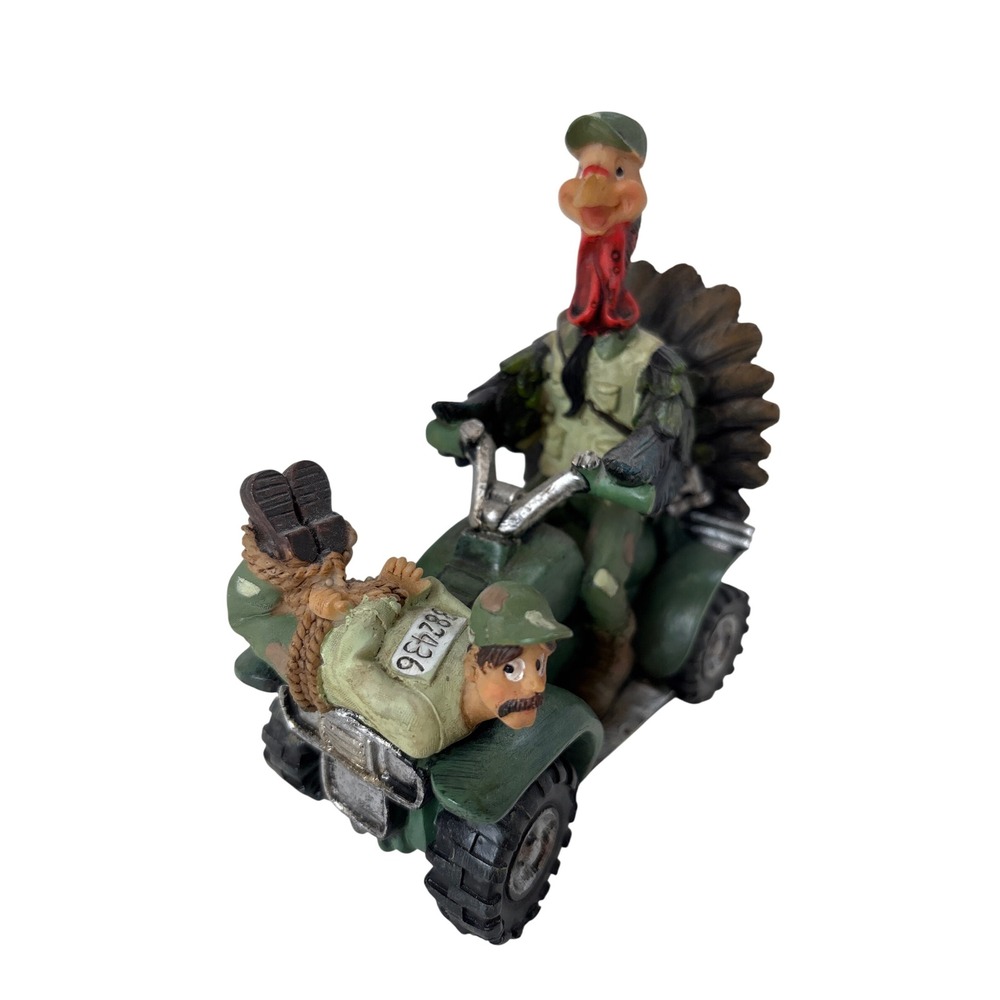 Comical ATV Turkey Hunter Figurine Resin Cabin Decor Cabincore Funny RARE 6x5